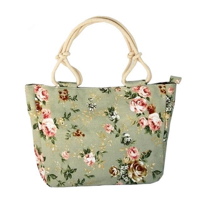 Green Retro Floral Handbag