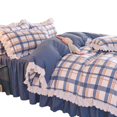 Blue Grey Lined Bed Comforter