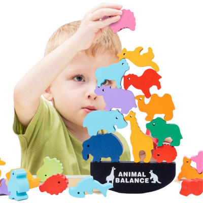 Kid Playing with Animal Balance Puzzle