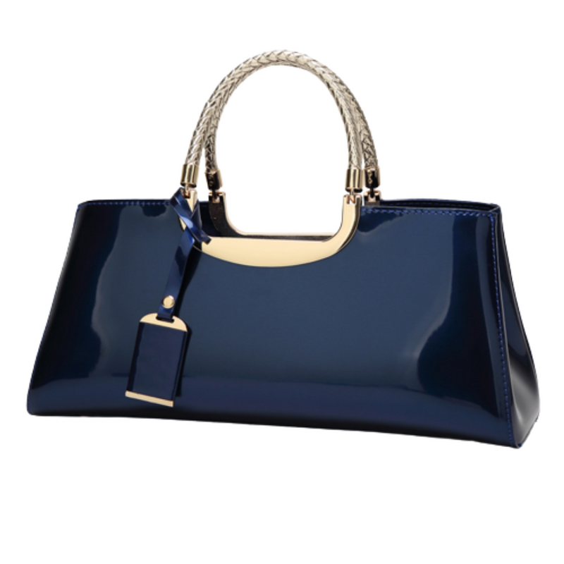 Blue Patent Leather Handbag for Ladies