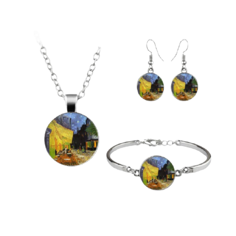 Oil Painting Glass Jewelry Set