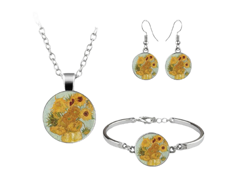 Oil Painting Glass Jewelry Set